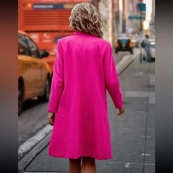 Plus size lapel collar double breasted overcoat jacket - Picture 3 of 13